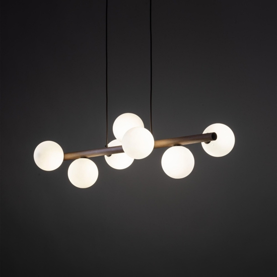 Lampadario legno noce per soggiorno moderno